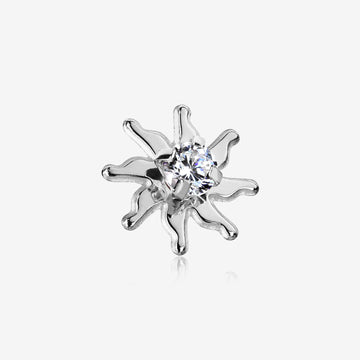 Blazing Sun Sparkle Dermal Anchor Top-Clear Gem